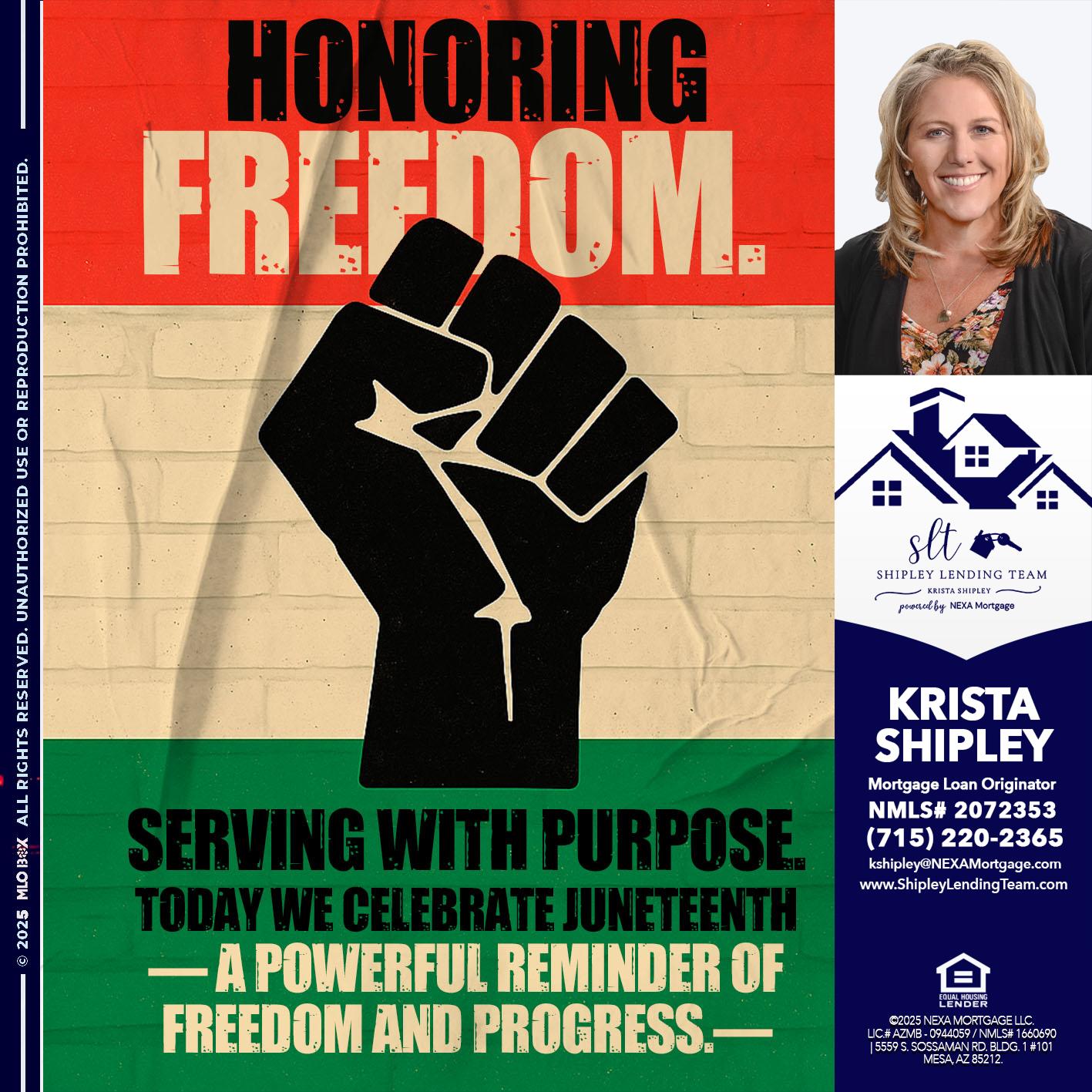 HONORING FREEDOM - Krista Shipley -Mortgage Loan Originator