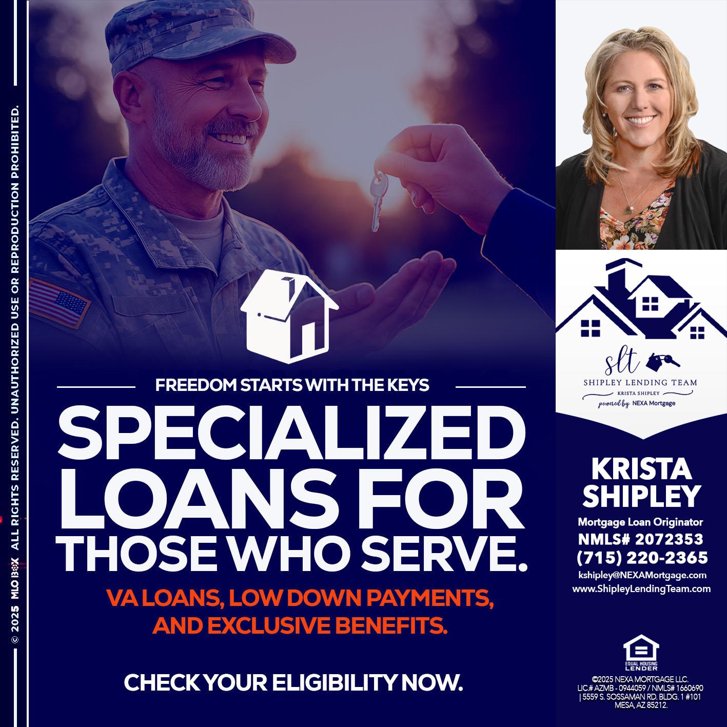 SPECIALIZED LOANS - Krista Shipley -Mortgage Loan Originator