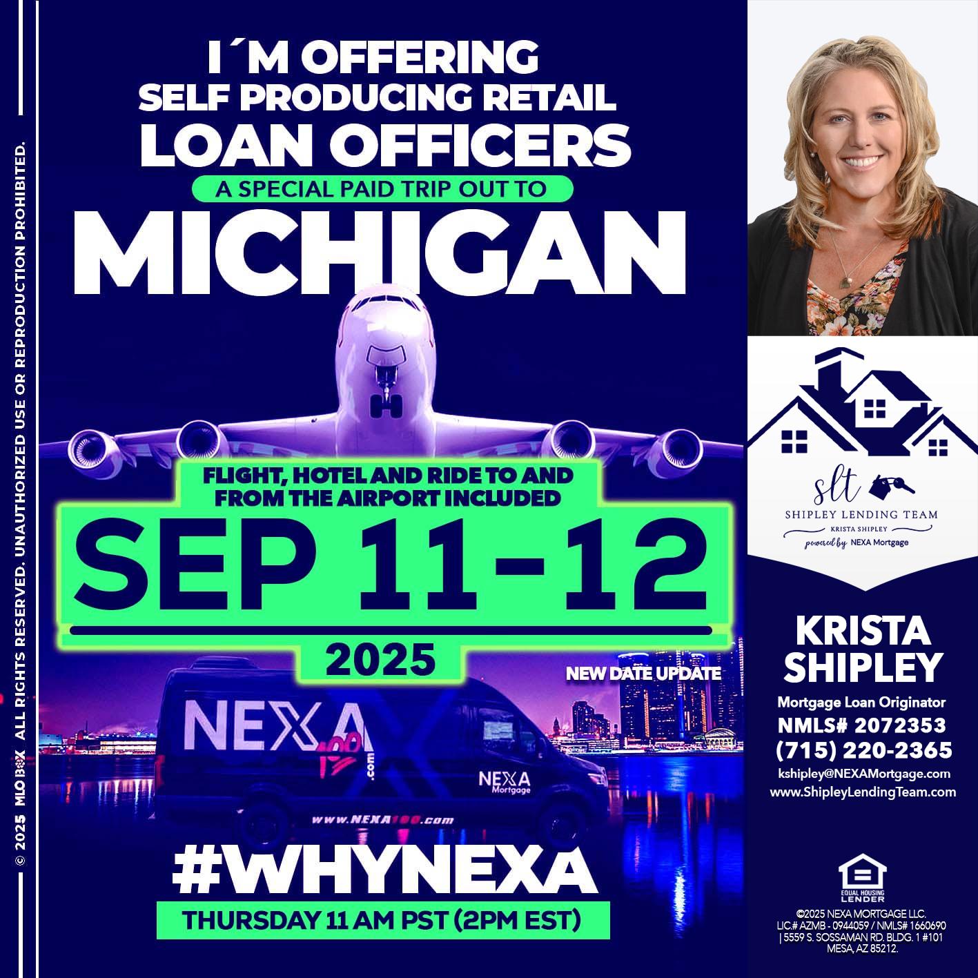 michigan sep 11-12 - Krista Shipley -Mortgage Loan Originator