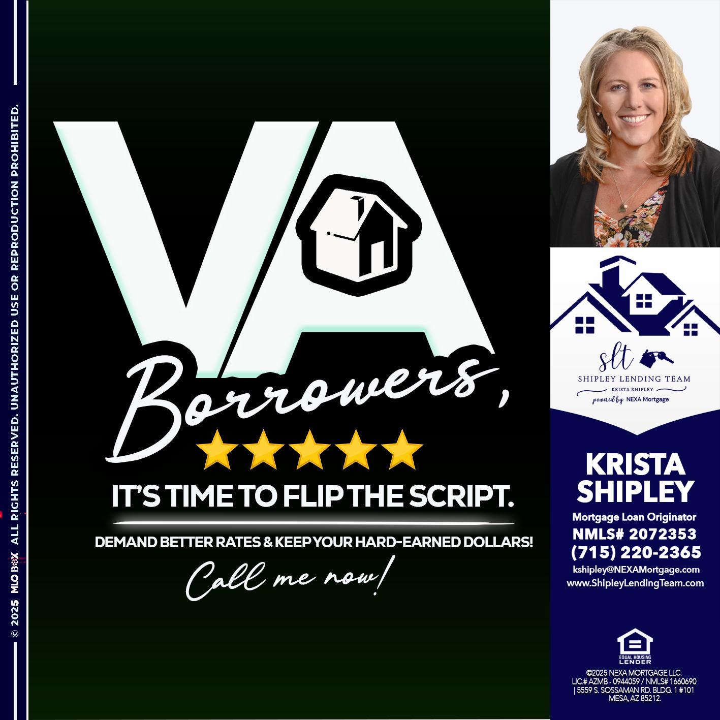 VA BORROWERS - Krista Shipley -Mortgage Loan Originator