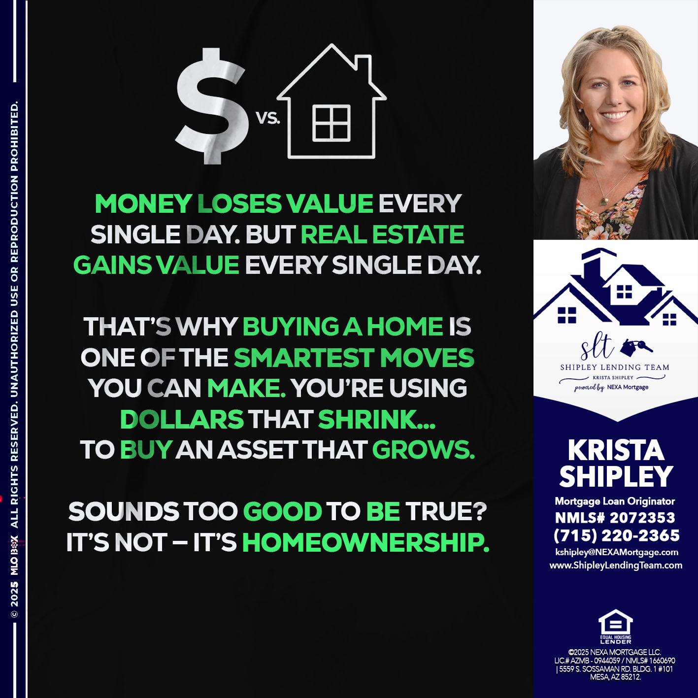 MONEY LOSES VALUE - Krista Shipley -Mortgage Loan Originator