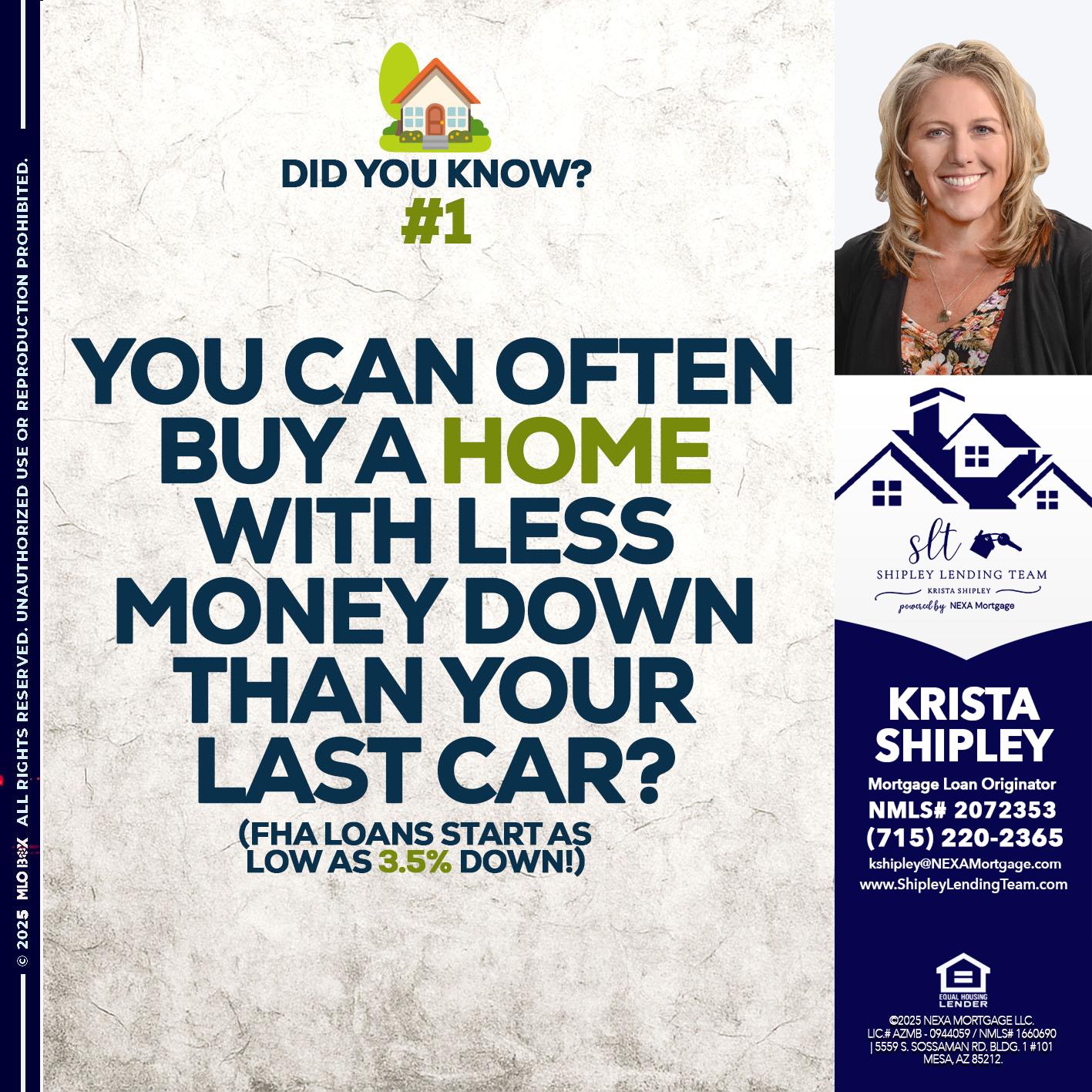 DID YOU KNOW #1 - Krista Shipley -Mortgage Loan Originator