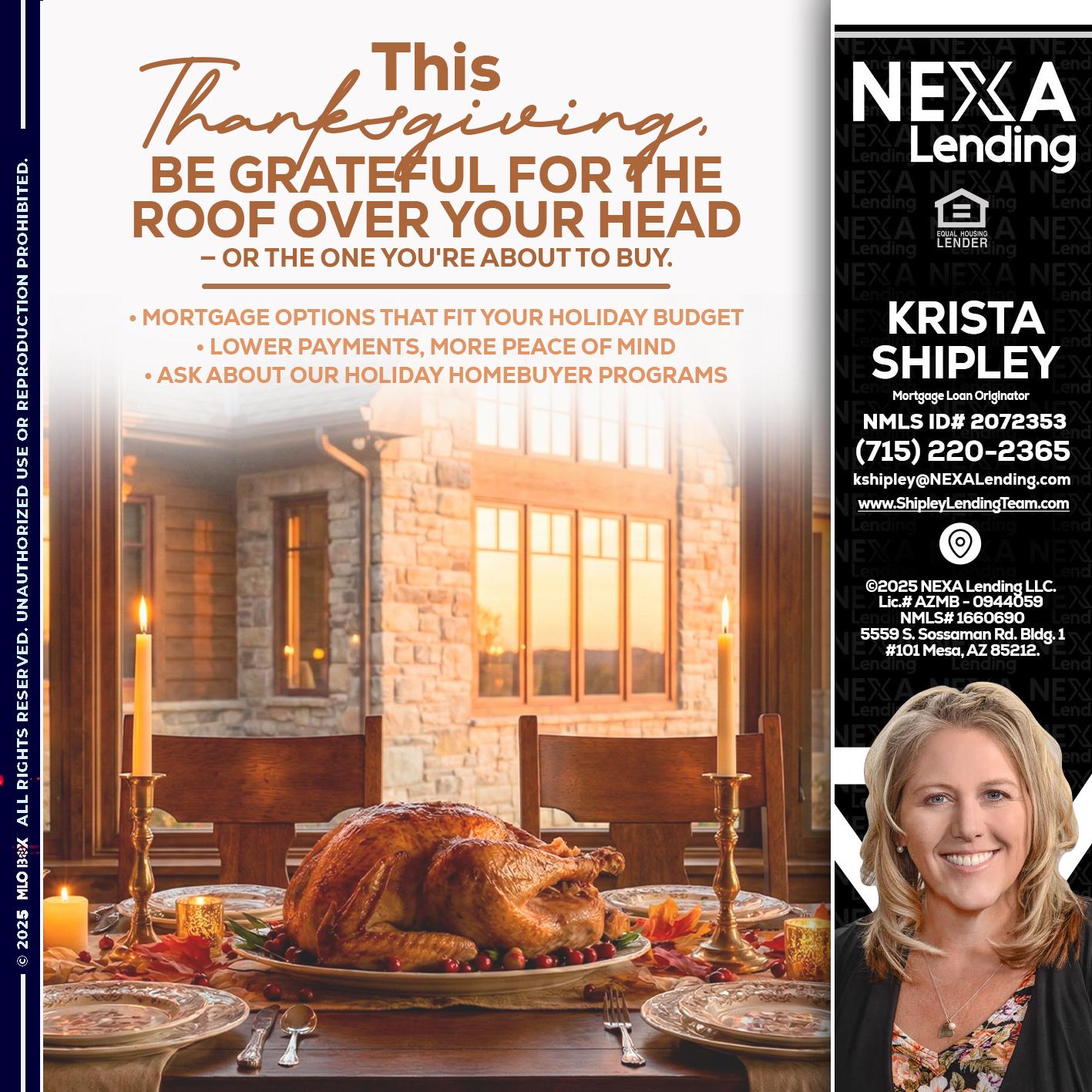 THIS THANKSGIVING - Krista Shipley -Mortgage Loan Originator