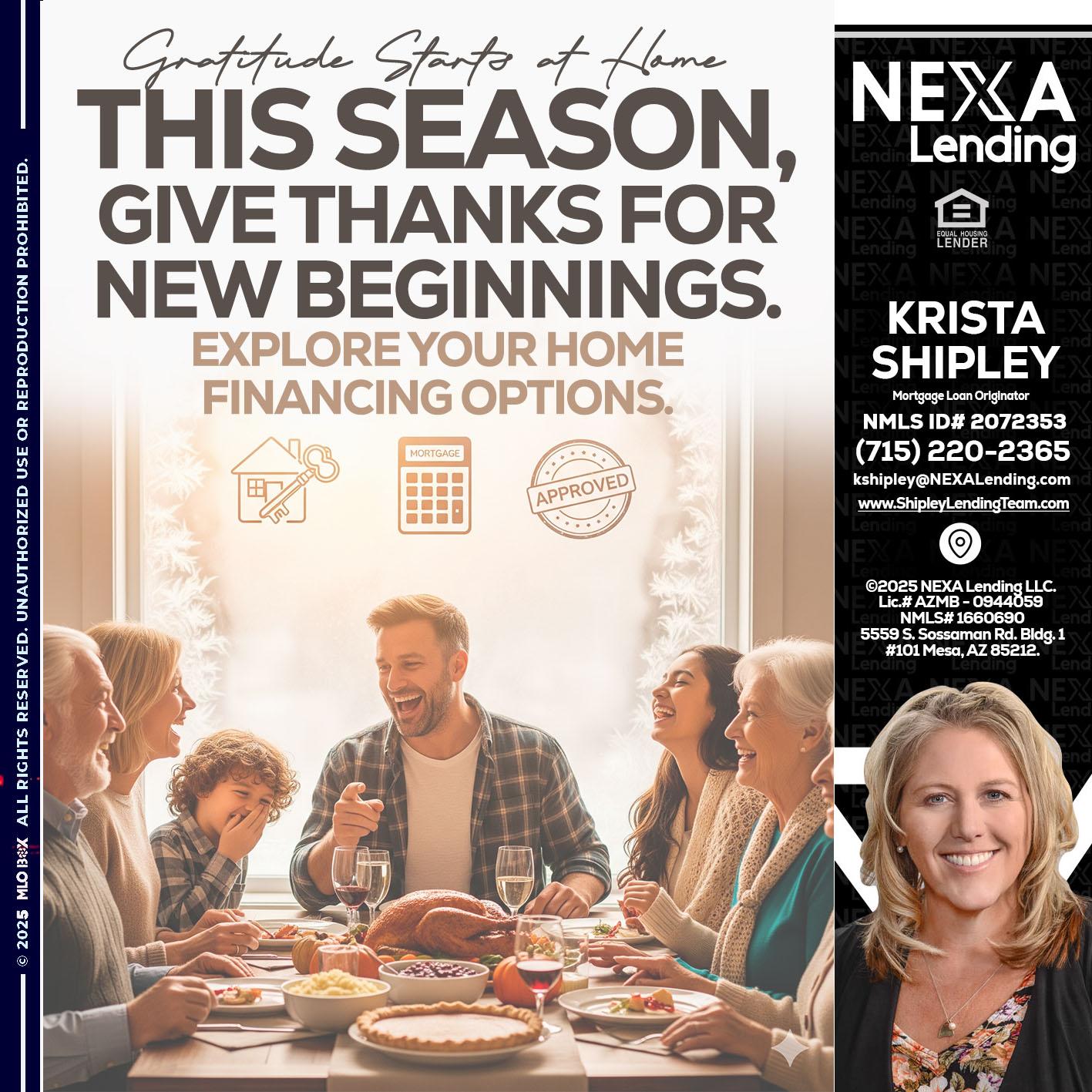 THIS SEASON - Krista Shipley -Mortgage Loan Originator