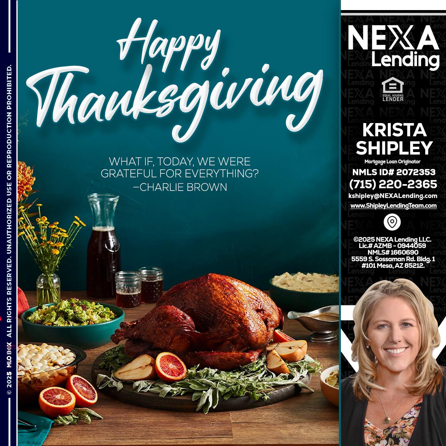 happy Thanksgiving - Krista Shipley -Mortgage Loan Originator