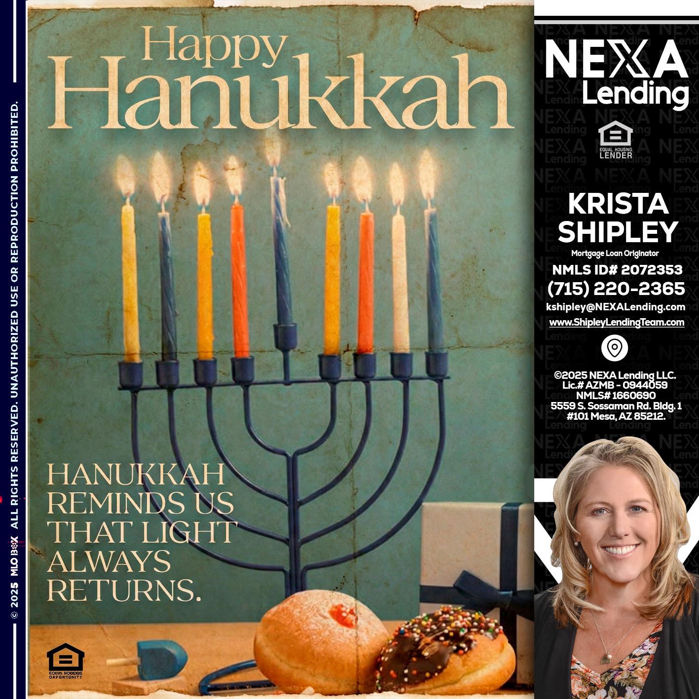 HAPPY HANUKKAH - Krista Shipley -Mortgage Loan Originator