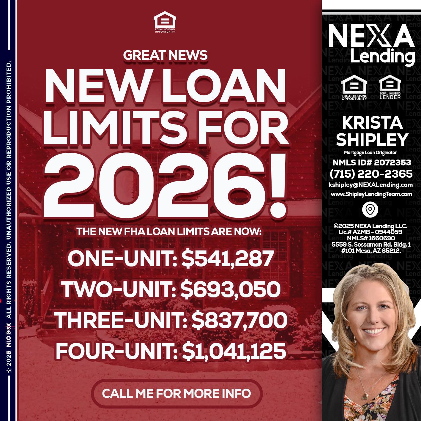 loan limits - Krista Shipley -Mortgage Loan Originator