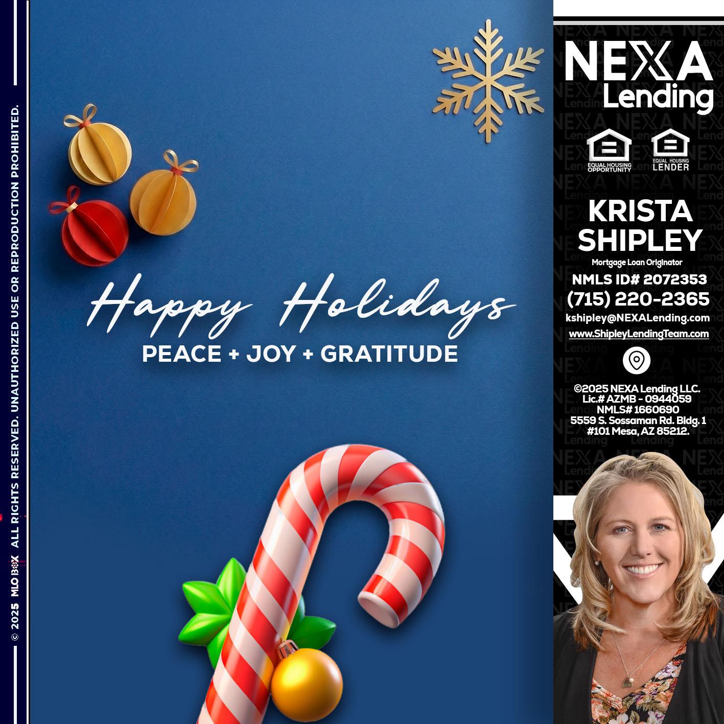 HAPPY HOLIDAYS - Krista Shipley -Mortgage Loan Originator