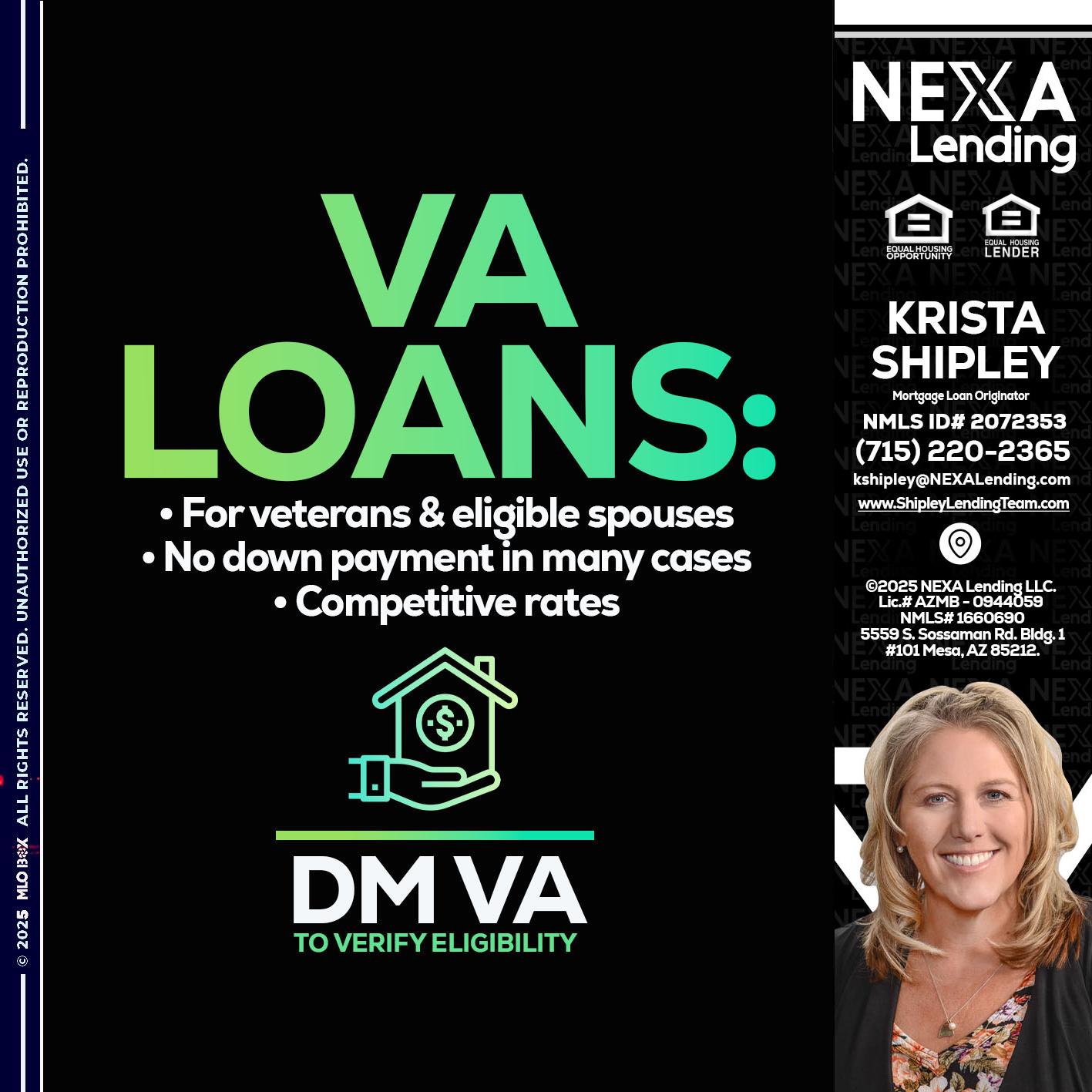 VA LOANS - Krista Shipley -Mortgage Loan Originator