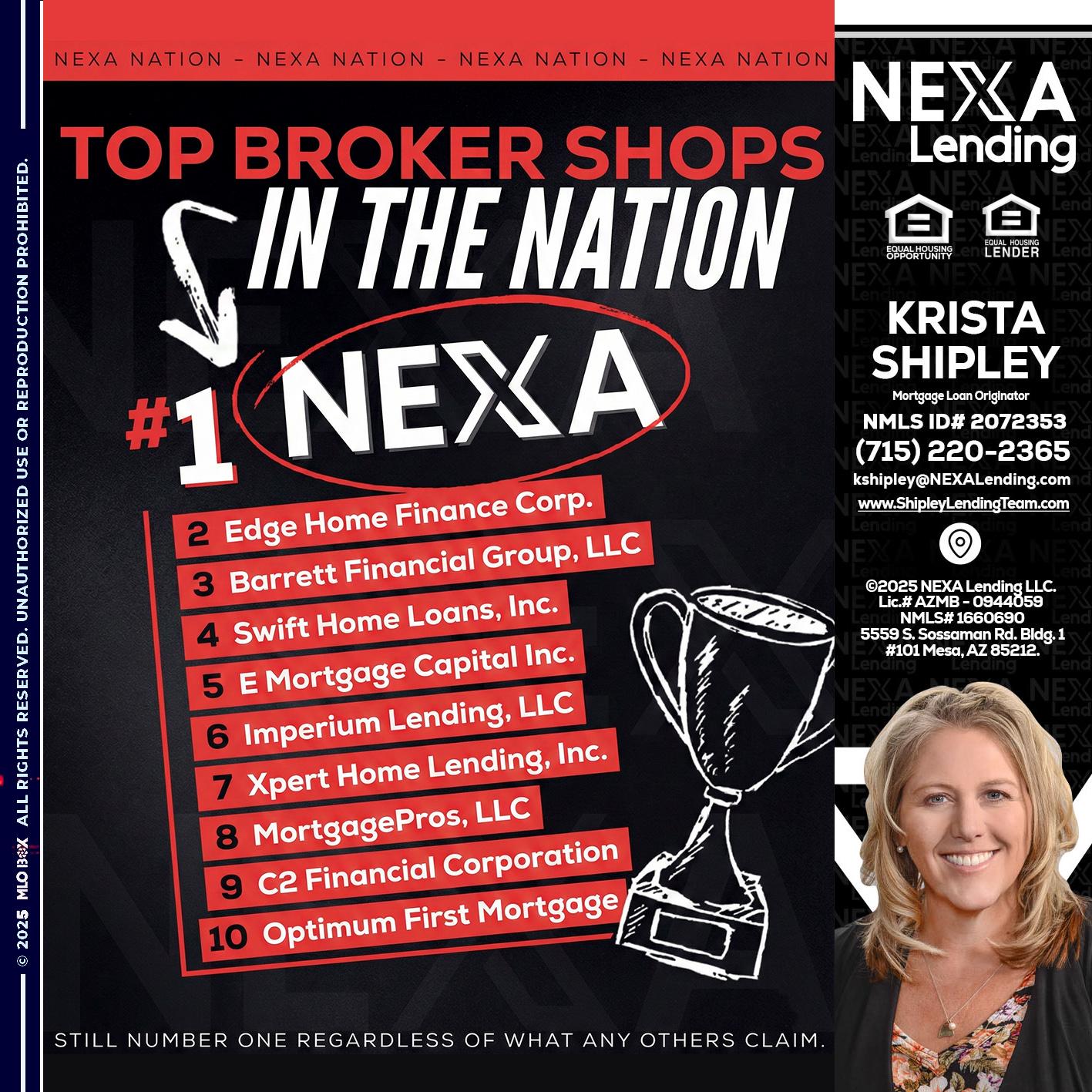 top broker - Krista Shipley -Mortgage Loan Originator