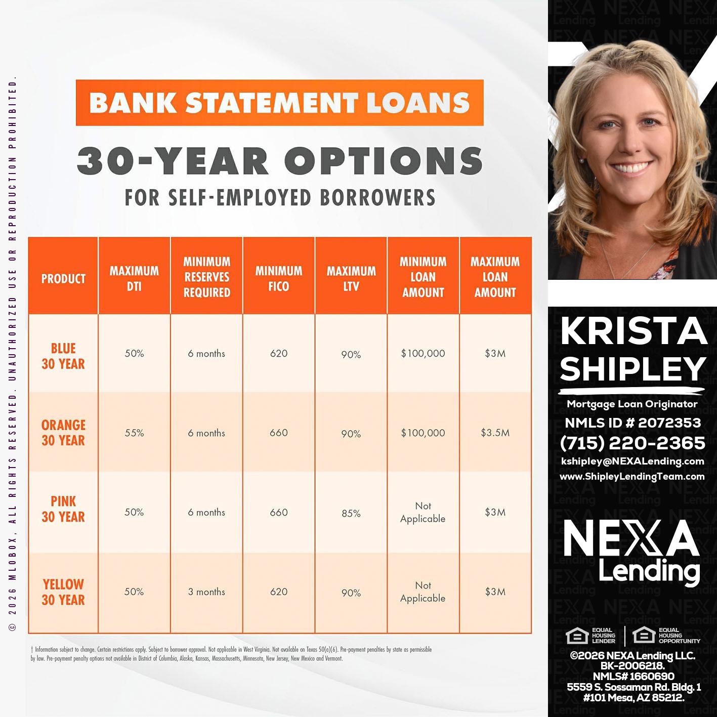 30 YEARS OPTIONS - Krista Shipley -Mortgage Loan Originator