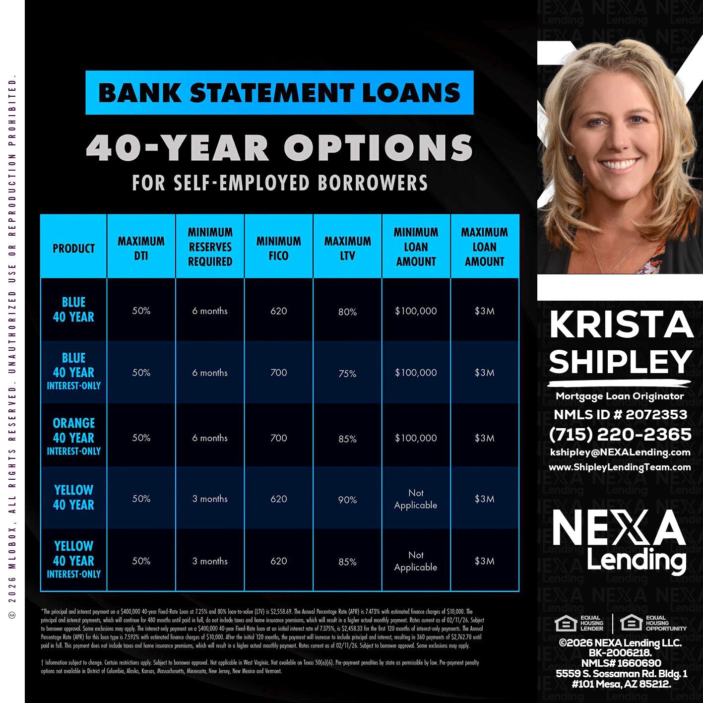 40 YR. OPTIONS - Krista Shipley -Mortgage Loan Originator
