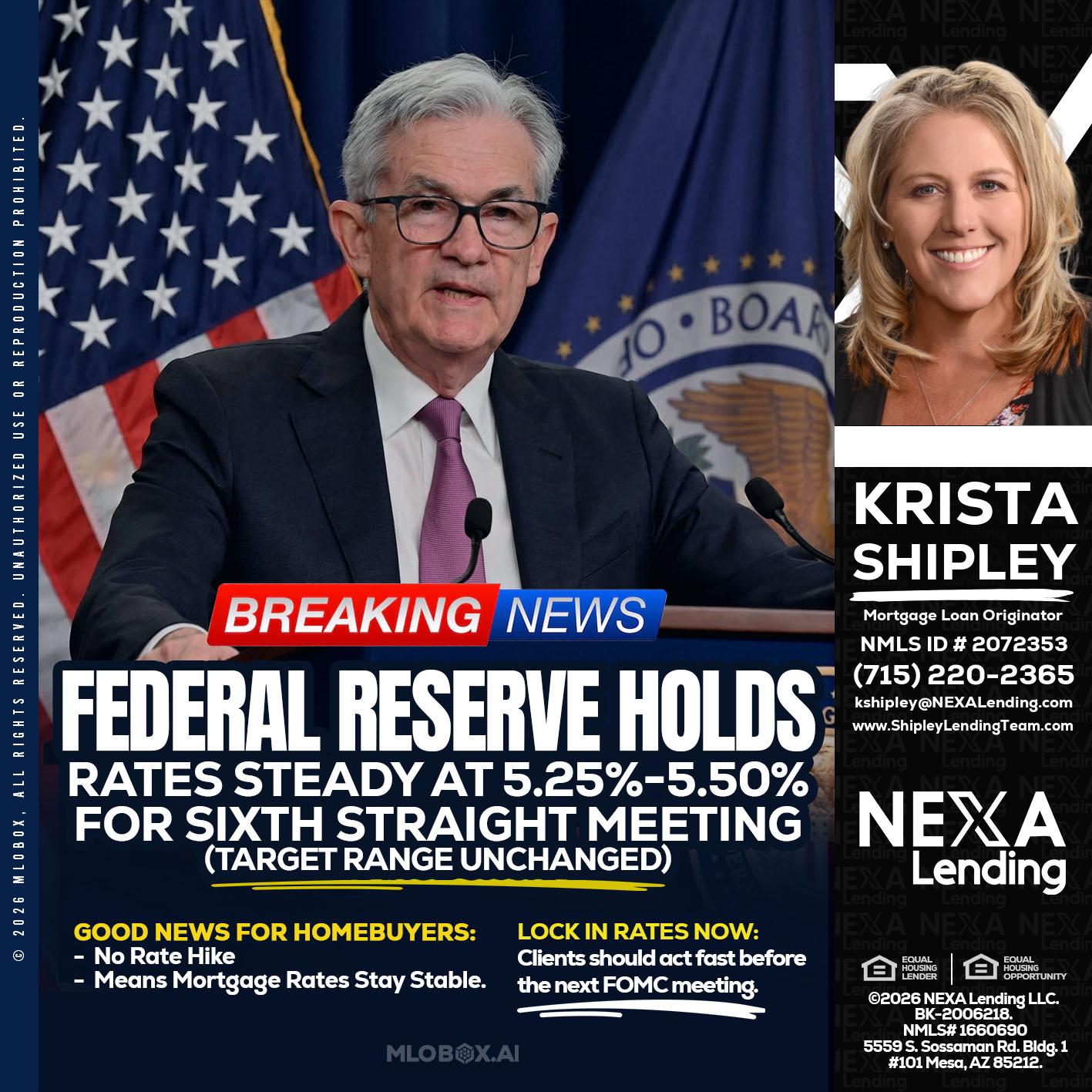federal reserve - Krista Shipley -Mortgage Loan Originator