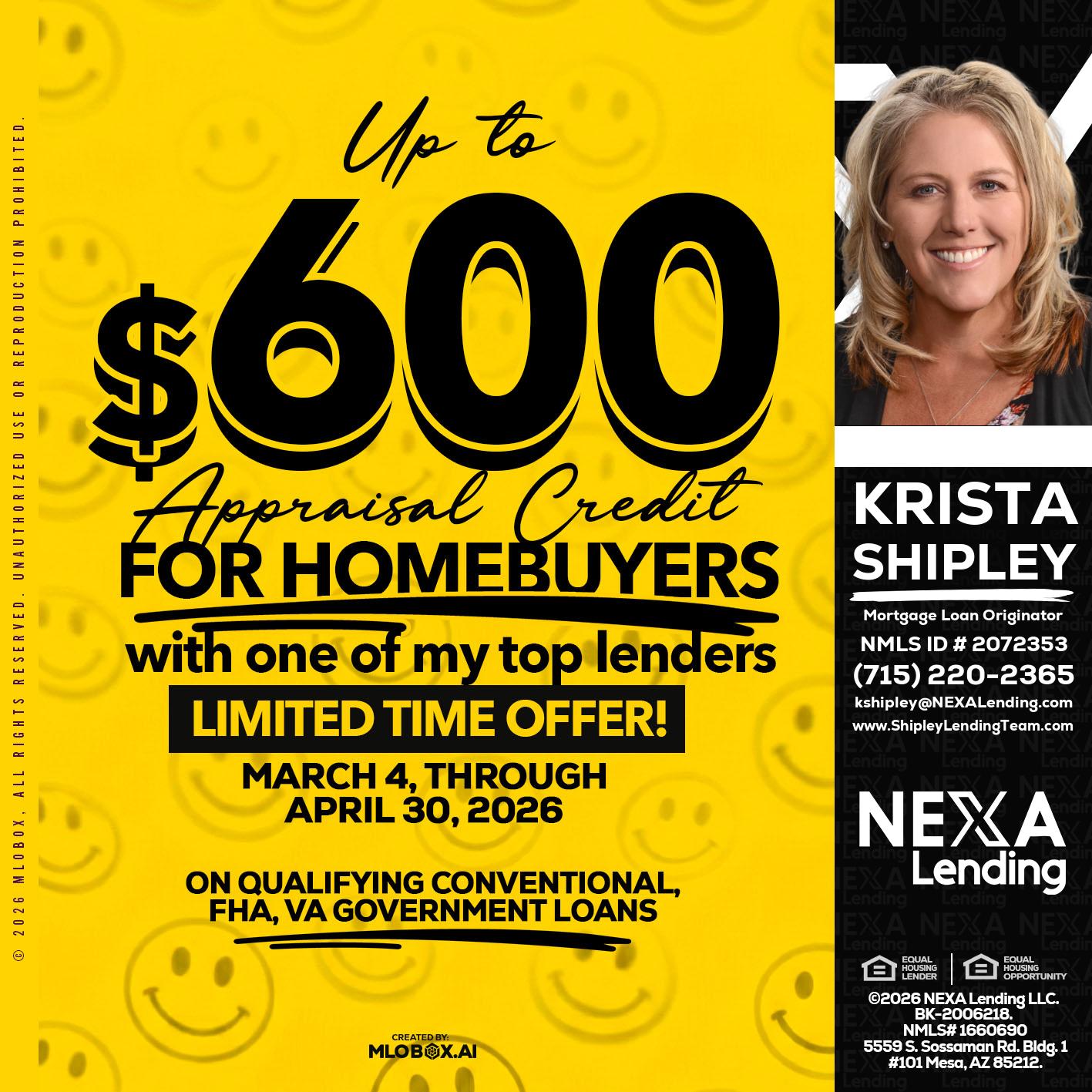 UP TO 600 - Krista Shipley -Mortgage Loan Originator