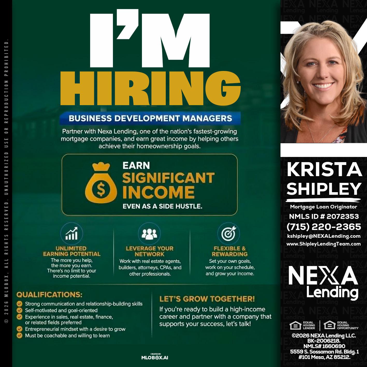 IM HIRING - Krista Shipley -Mortgage Loan Originator