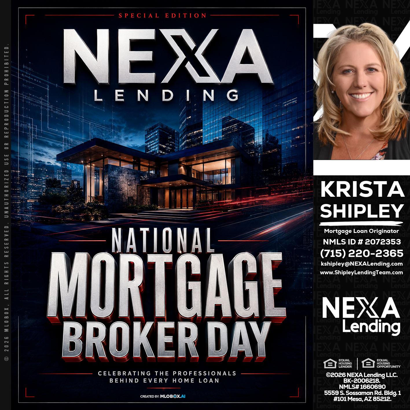NATIONAL MORTGAGE BROKER DAY - Krista Shipley -Mortgage Loan Originator