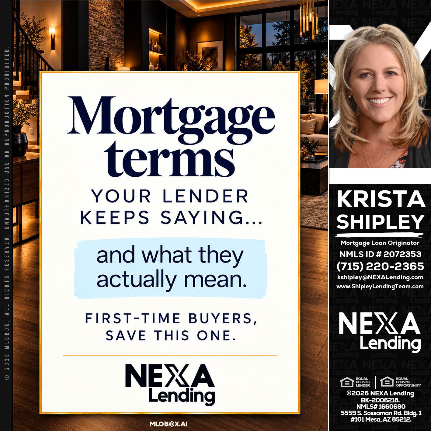 mortgage terms - Krista Shipley -Mortgage Loan Originator